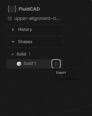 Export menu